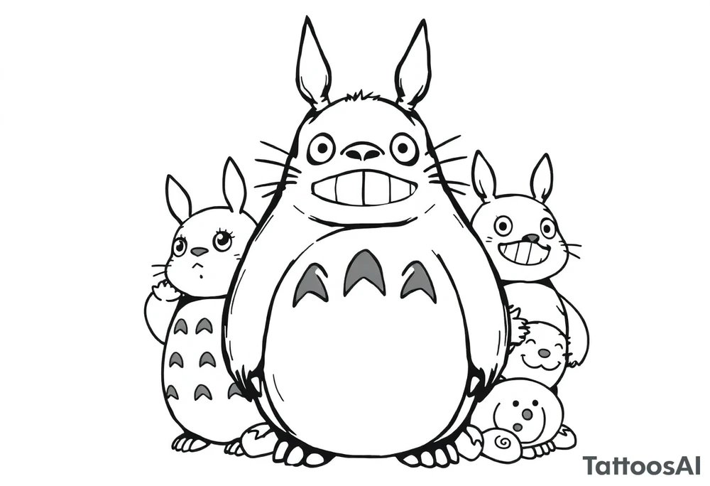 totoro and his friends tattoo idea