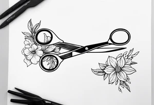 Scissors with flowers tattoo idea