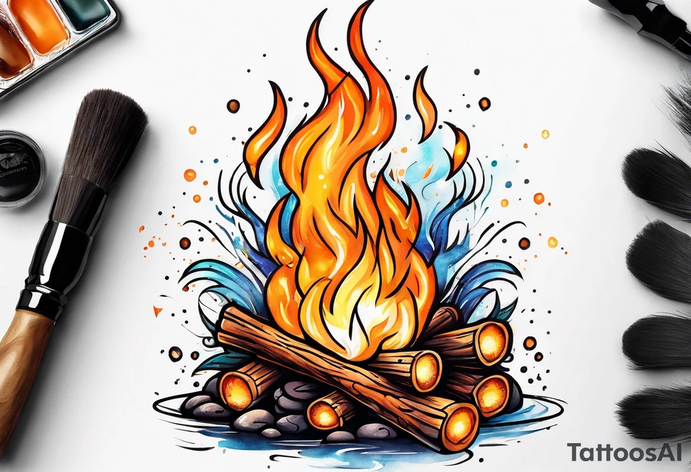 orange bonfire tattoo idea