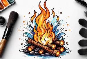 orange bonfire tattoo idea