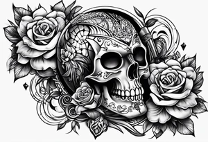rock a Billy Arm sleeve mit verschiedenen Motiven tattoo idea