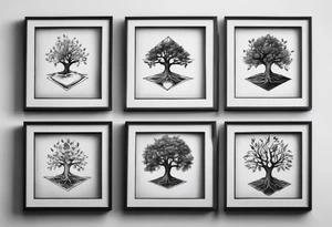 POV under a tree square framed minimalistic tattoo idea