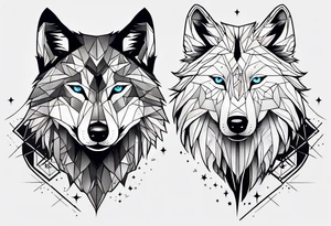 Constellation, two animal wolf, géométric tattoo idea