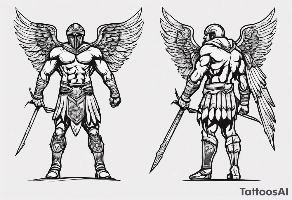 ultra-fine line linework vector of a gladiator with wings tattoo idea ultra-fine line linework vector of a gladiator with wings tattoo idea