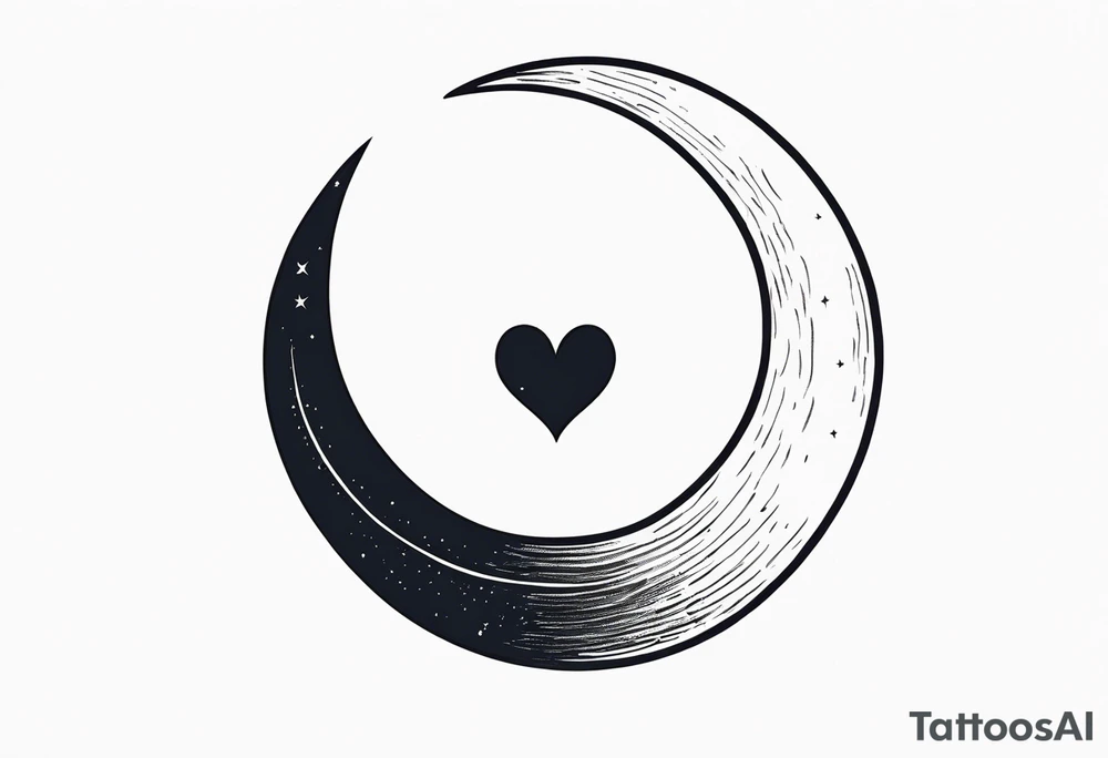 minimalistic Crescent moon with a love heart inside tattoo idea minimalistic Crescent moon with a love heart inside tattoo idea