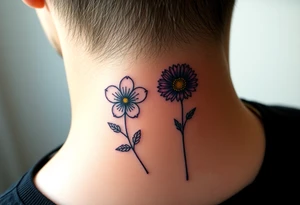 Viola odorata & Aster full neck tattoo tattoo idea