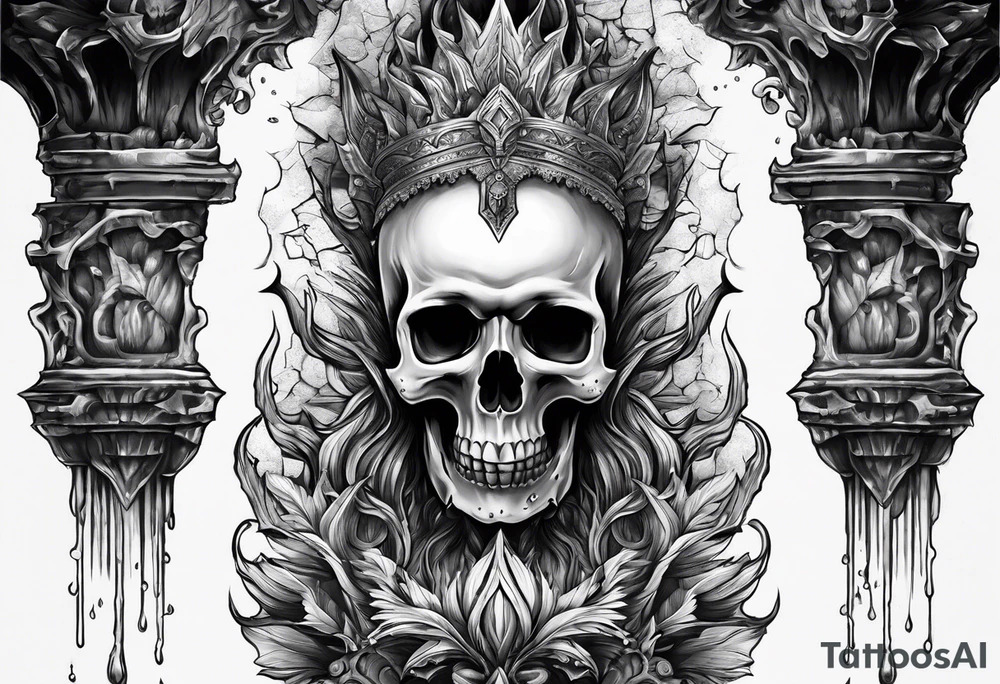 Stalactites and skull tattoo idea
