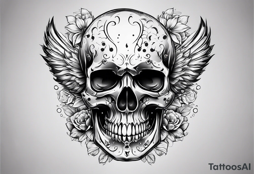 skull with 3 bullet holes tattoo idea