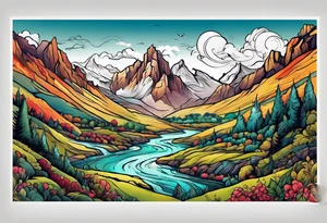 renaissance but western looking plateau and valley tattoo idea