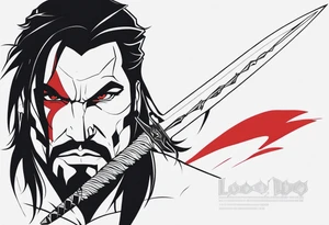 Lobo,espada, runas tattoo idea