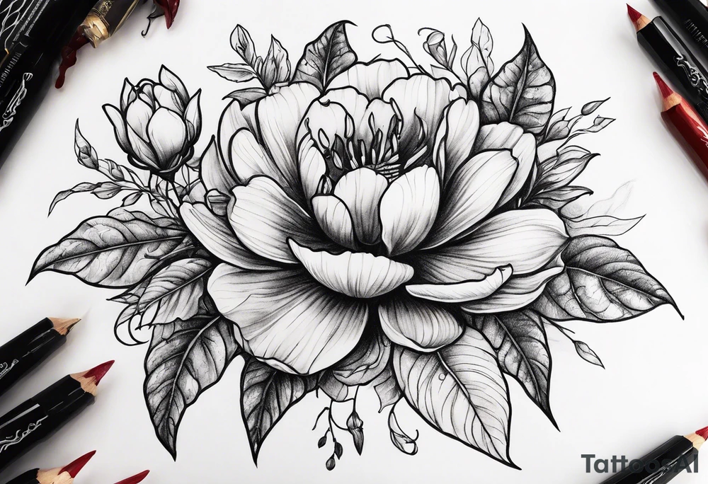 scorpion blood flowers tattoo idea