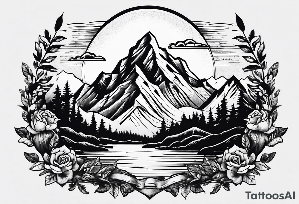 Mountain sun tattoo idea