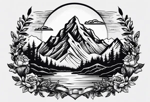 Mountain sun tattoo idea
