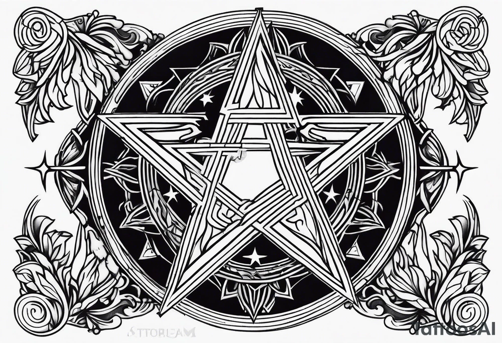 Pentagram Lilith symbol moon tattoo idea
