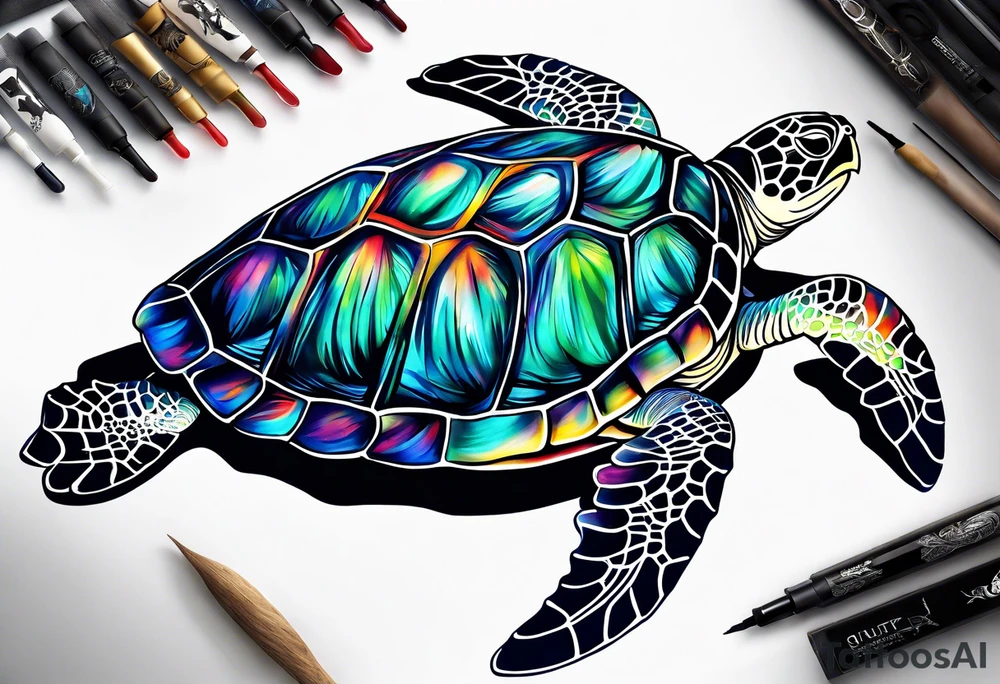 large sea turtle tattoo idea