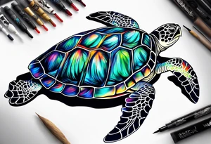 large sea turtle tattoo idea