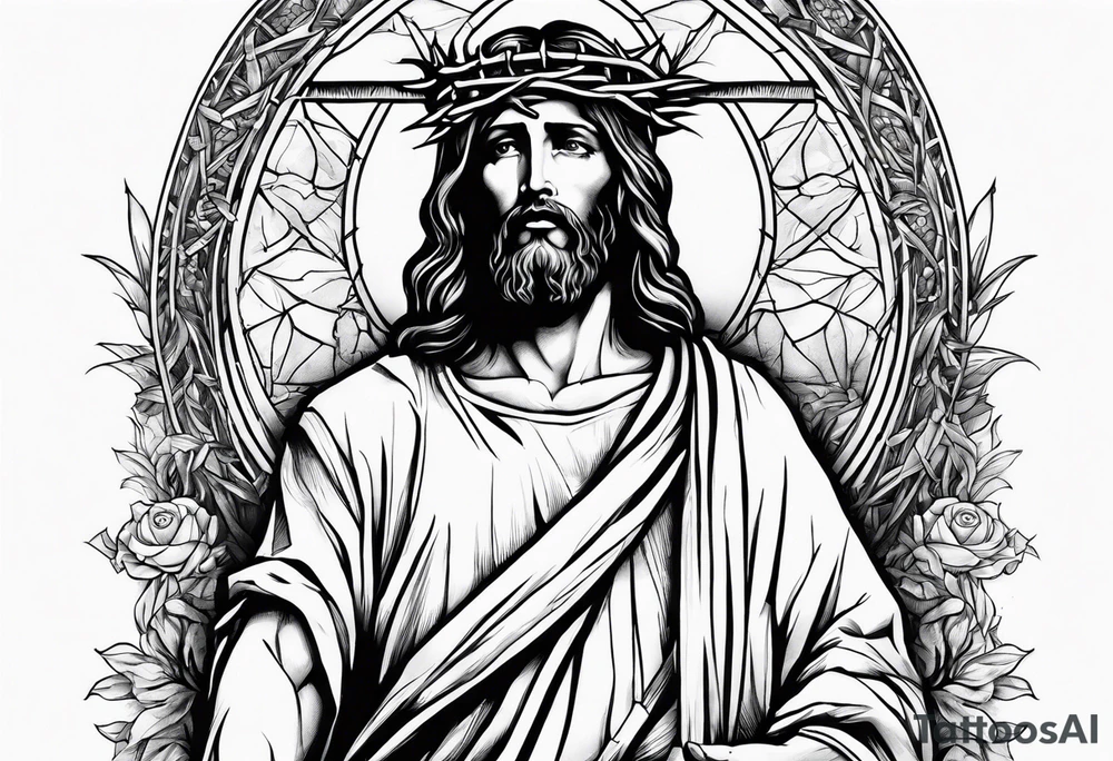 Jesus walking holding the cross before he dies tattoo idea Jesus walking holding the cross before he dies tattoo idea