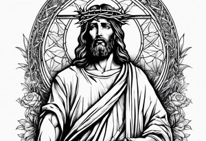 Jesus walking holding the cross before he dies tattoo idea