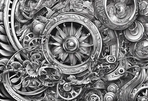 rube goldberg style contraption tattoo idea