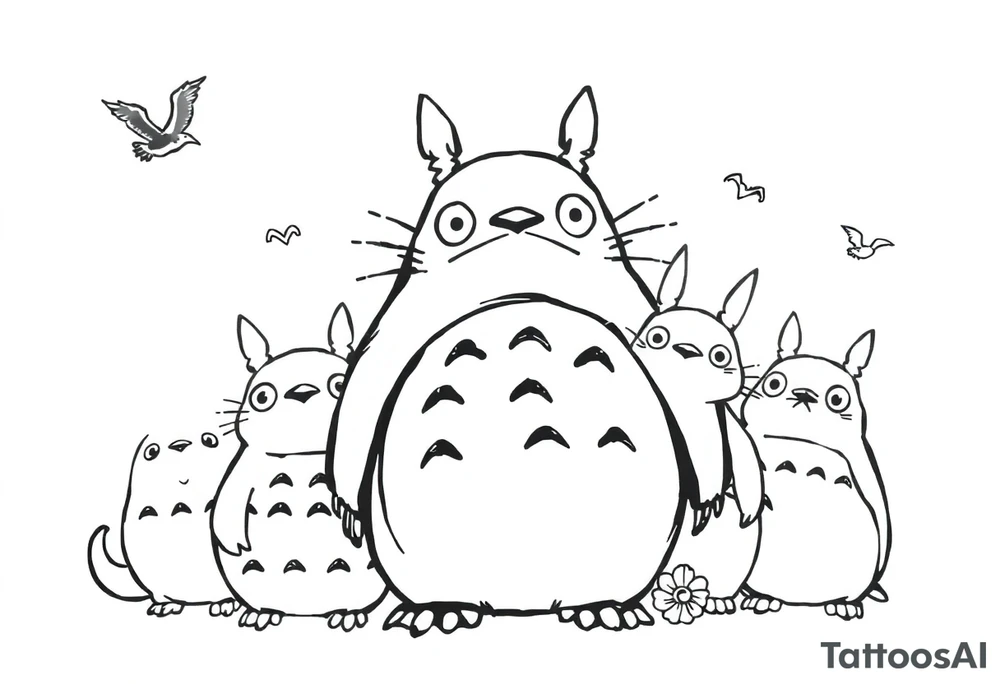 totoro and his friends tattoo idea