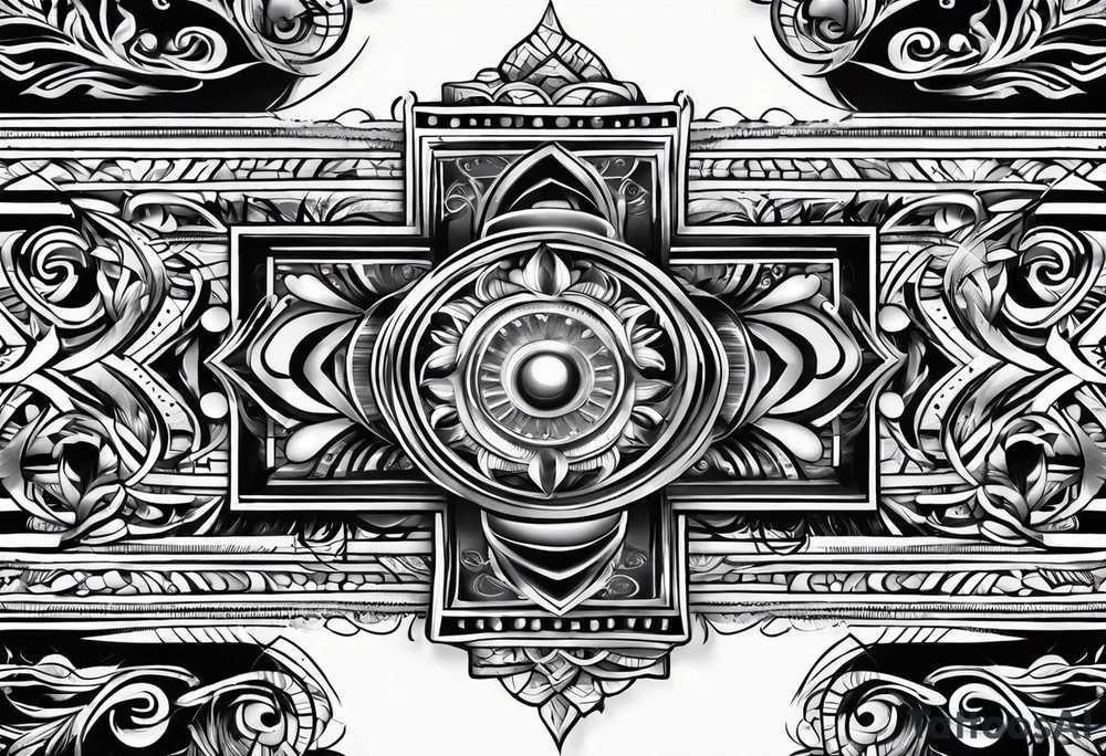 narrow rectangle strip made of quantum atoms tattoo idea