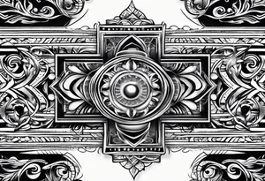 narrow rectangle strip made of quantum atoms tattoo idea