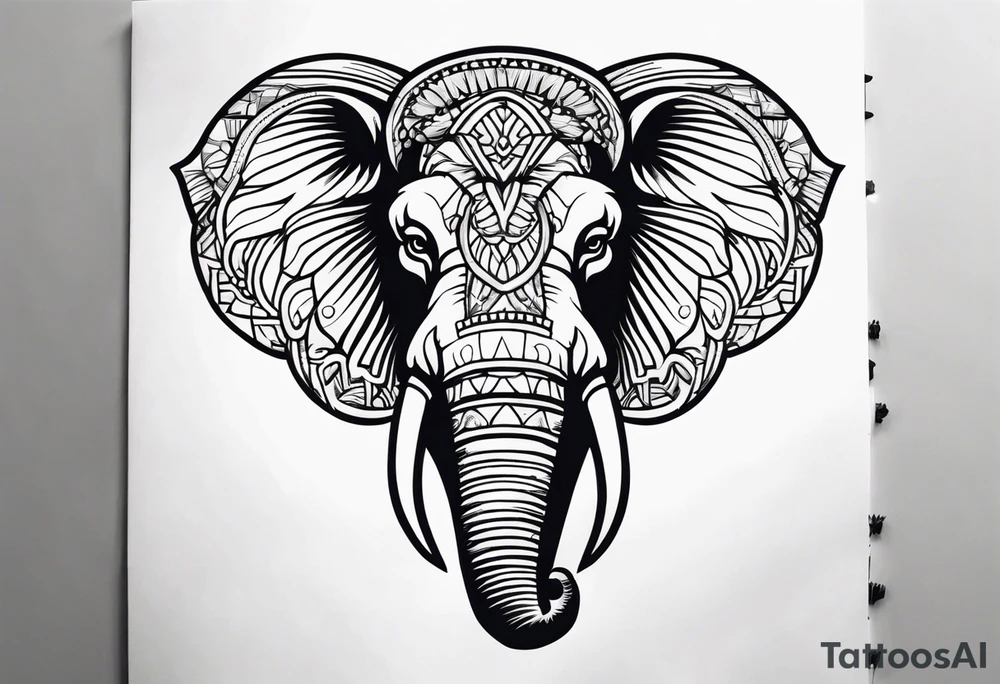 strong mammoth head centerpiece tattoo idea