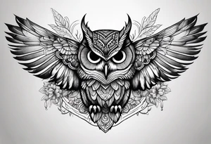 An owl with Dead head moth wings tattoo idea