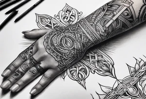 Hand nailed to cross tattoo idea