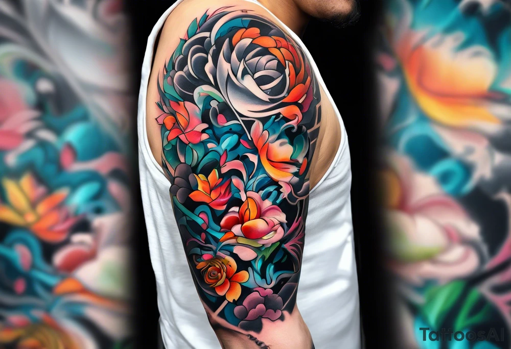 Abstract sleeve tattoo tattoo idea