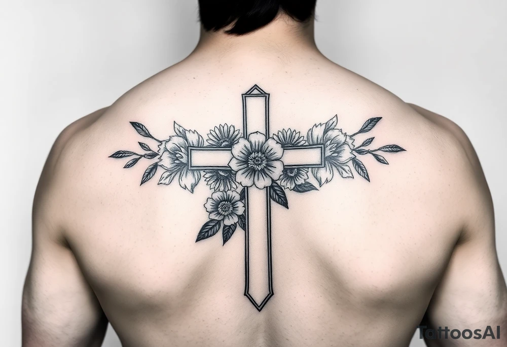 Cross with flowers inside tattoo idea