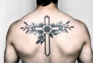 Cross with flowers inside tattoo idea