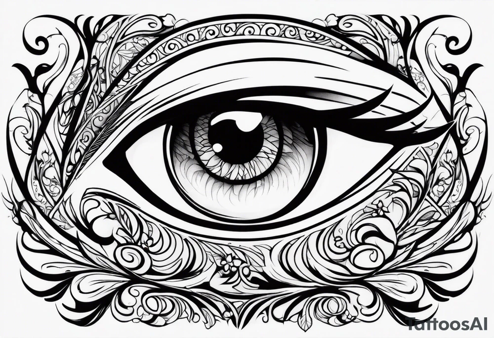 Cat eye in the middle of swirls tattoo idea