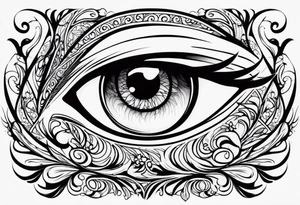 Cat eye in the middle of swirls tattoo idea