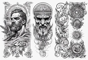 greek arm sleeve tattoo idea