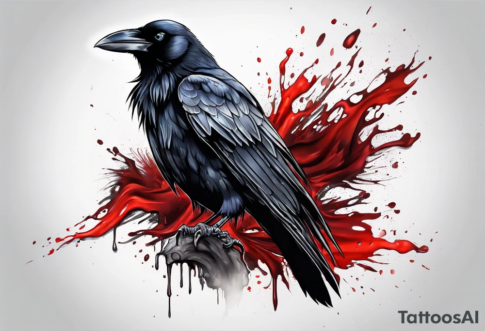 crow bleeding from eyes tattoo idea