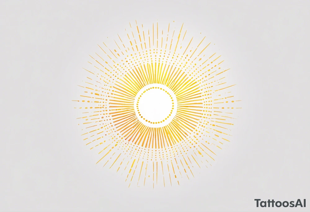 simple sunshine shape made of dots, looks like sun's rays are radiating from centre tattoo idea