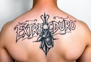 brazo completo con letra de canciones de extremoduro y con imagen de robe iniesta iñaki anton y manolo chinato tattoo idea