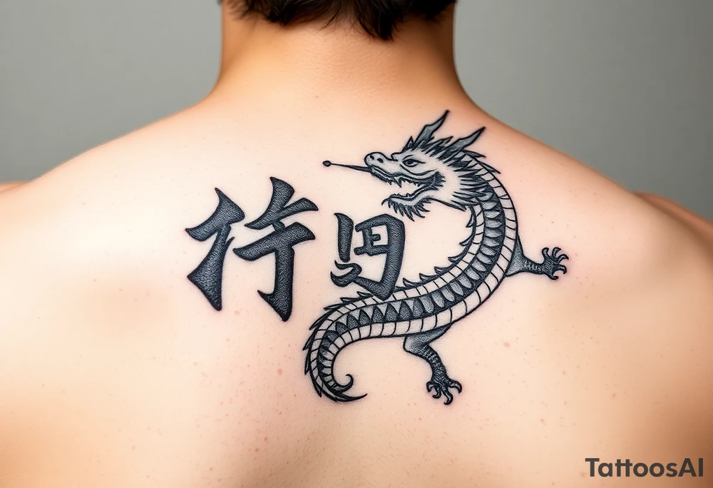 A Chinese word nine combined to a Chinese dragon tattoo idea