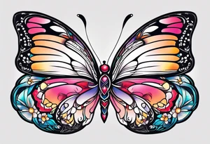 Half butterfly half flower tattoo idea