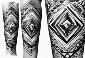 Sleeve on the forearm with a diamond in the middle tattoo idea