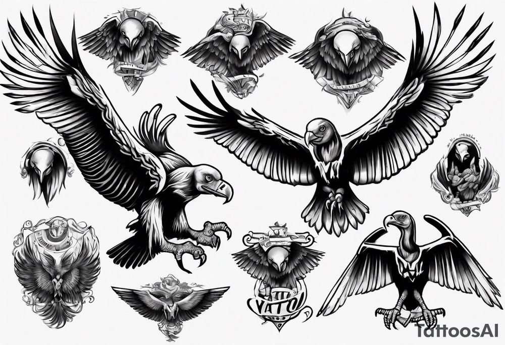 classic tattoo style vulture tattoo idea