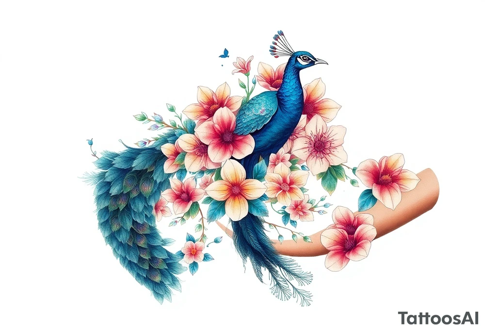 Peacock , Exotic flowers, Coi fish tattoo idea