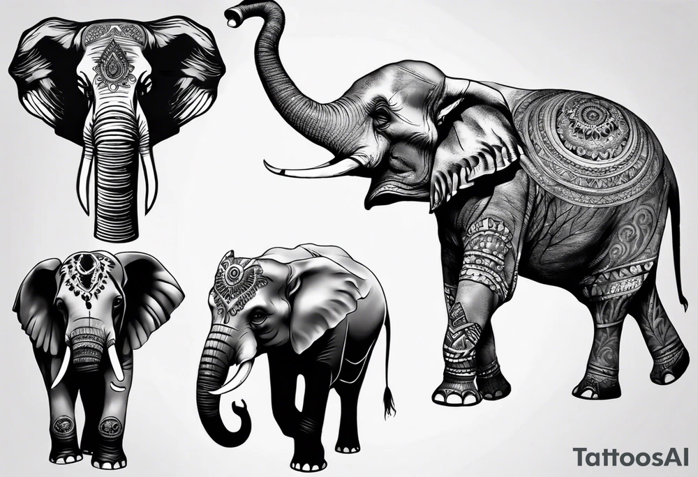 indian realistisc elephant tattoo idea