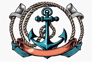 old school anchor with rope wrapped around anchor and banner across anchor tattoo idea