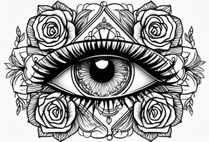 eye with roses for hand tattoo idea