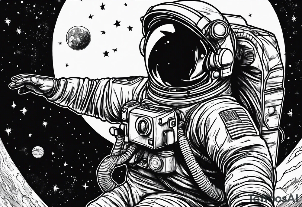 Astronaut reaching hand out to space tattoo idea