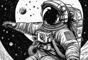 Astronaut reaching hand out to space tattoo idea