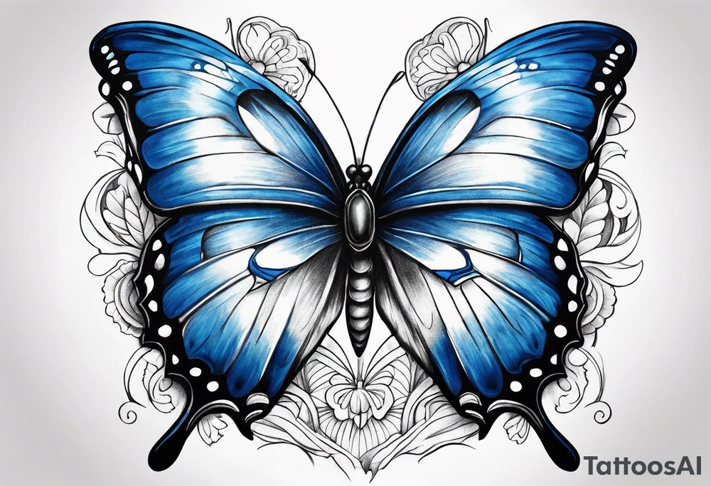 Blue butterfly tattoo idea