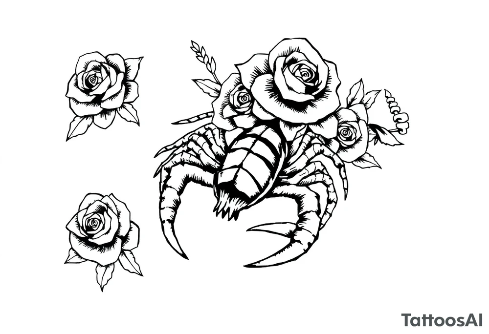 Scorpion with roses tattoo idea